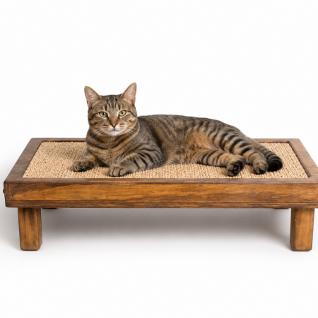 Rascador Cama Modelo Perseo | Cama Rascador Reemplazable | Rascador Ecológico | Mueble Artesanal para Gatos