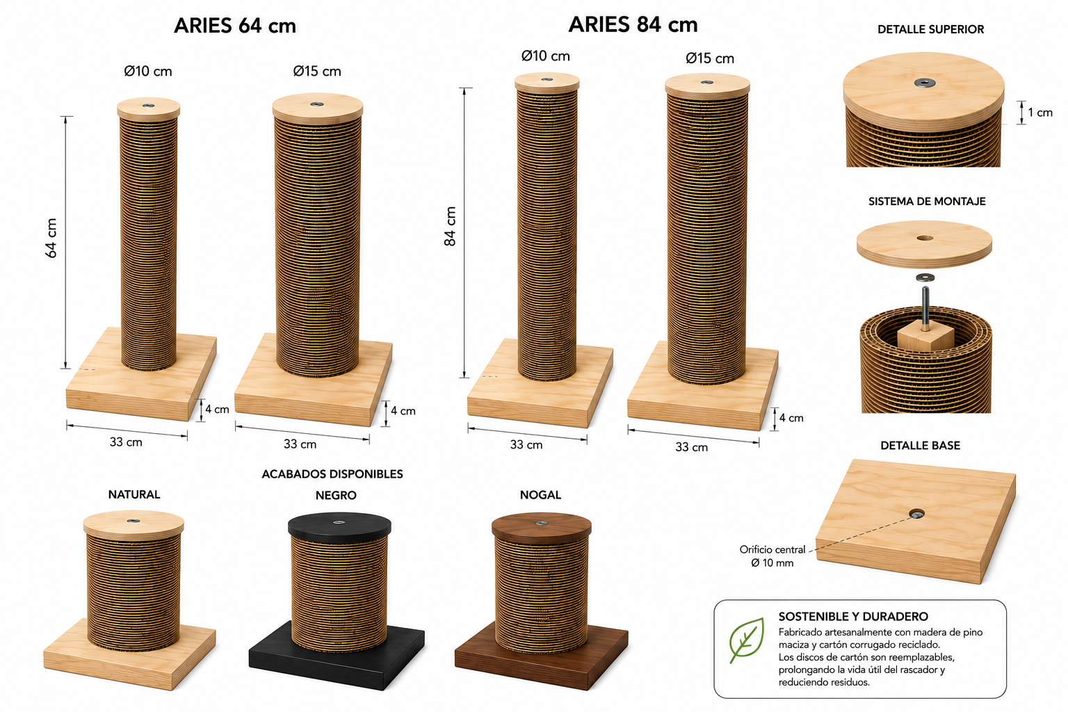ARIES / Rascador Vertical para Gatos | Cartón Reciclado | 64 u 84 cm | Recambios - Imagen 9